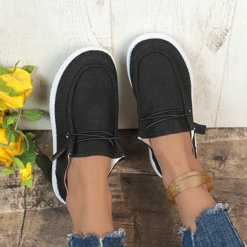 Women’s Casual Canvas Slip-On Loafers Platform Comfort Shoes