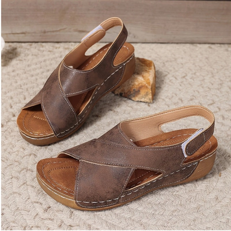 Women Cross Strap Wedge Sandals Platform Comfort Casual Summer Shoes