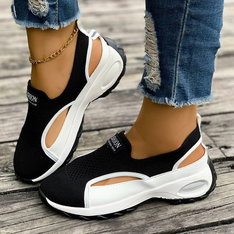 Women's Breathable Mesh Slip-On Sneakers Chunky Platform Casual Shoes