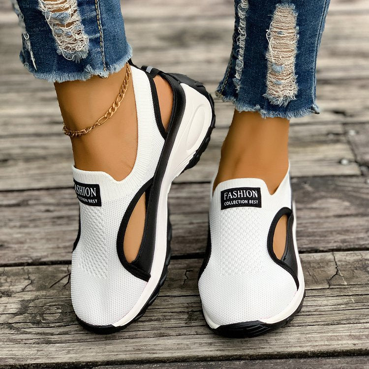Women's Breathable Mesh Slip-On Sneakers Chunky Platform Casual Shoes