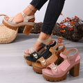 Women's Platform Chunky Heel Sandals – Peep Toe Ankle Strap Wedge Sandals