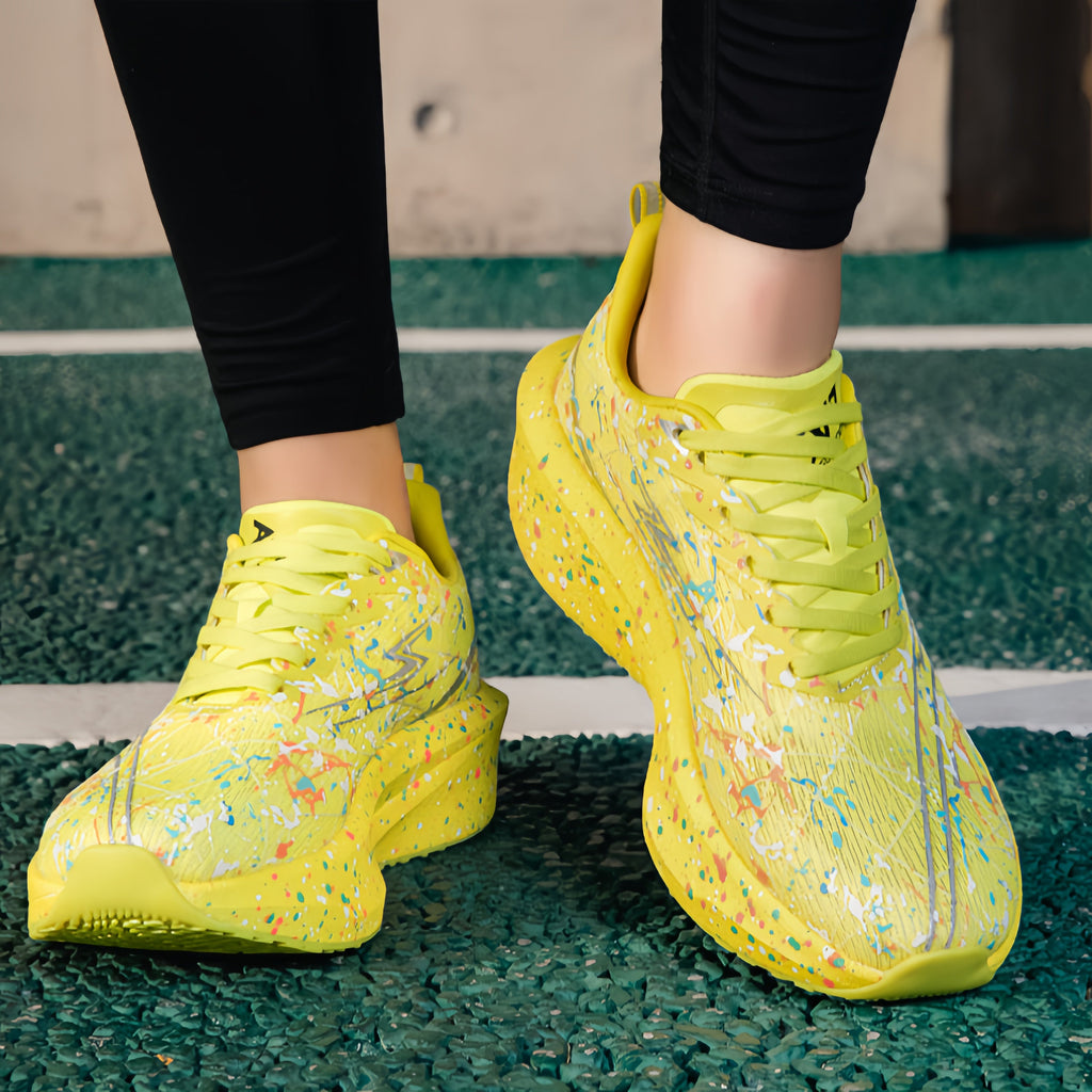Women's Graffiti Lightning Chunky Platform Sneakers - Breathable Mesh Running Shoes