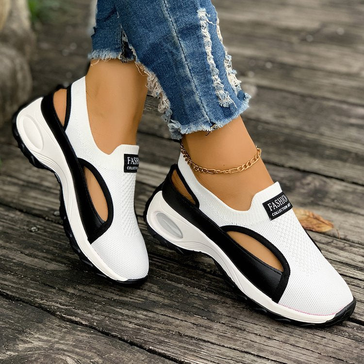 Women's Breathable Mesh Slip-On Sneakers Chunky Platform Casual Shoes