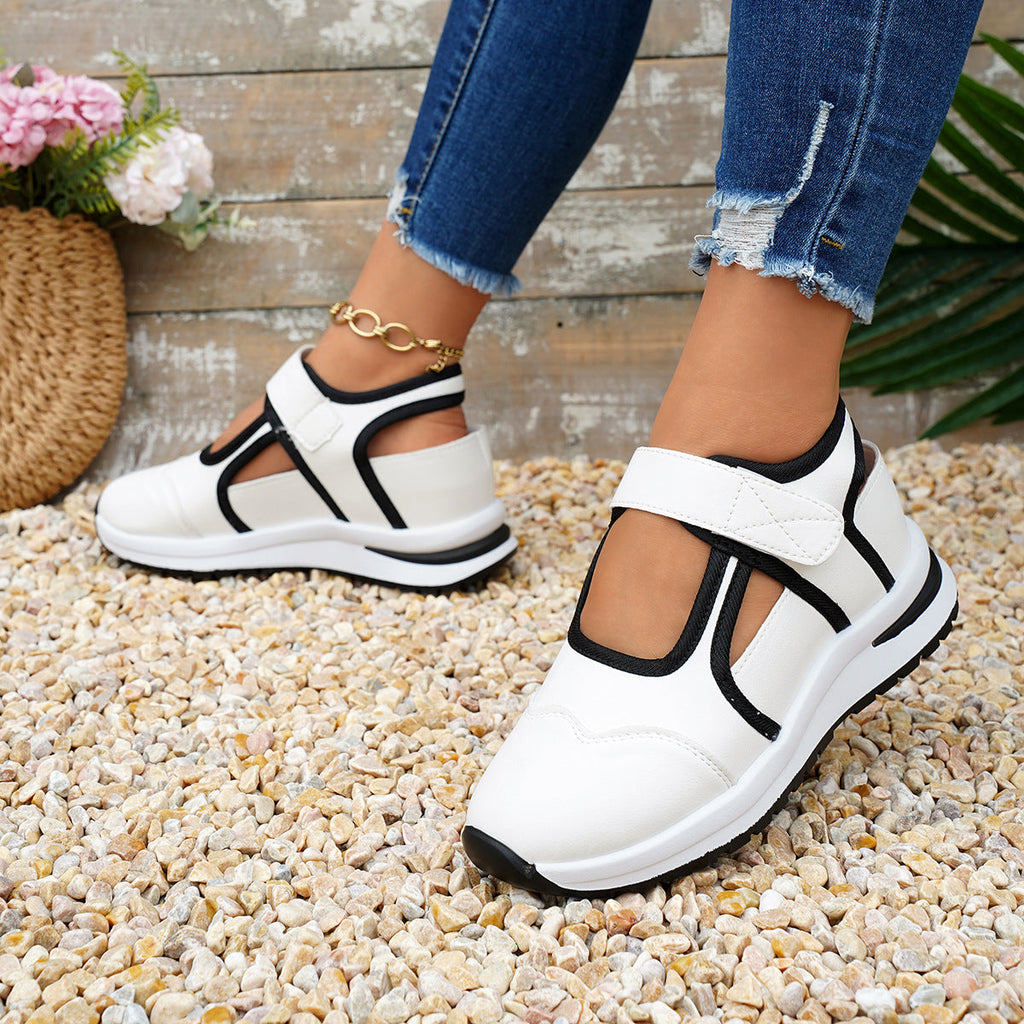 Women Platform Mary Jane Sneakers Velcro Strap Chunky Sole Casual Shoes