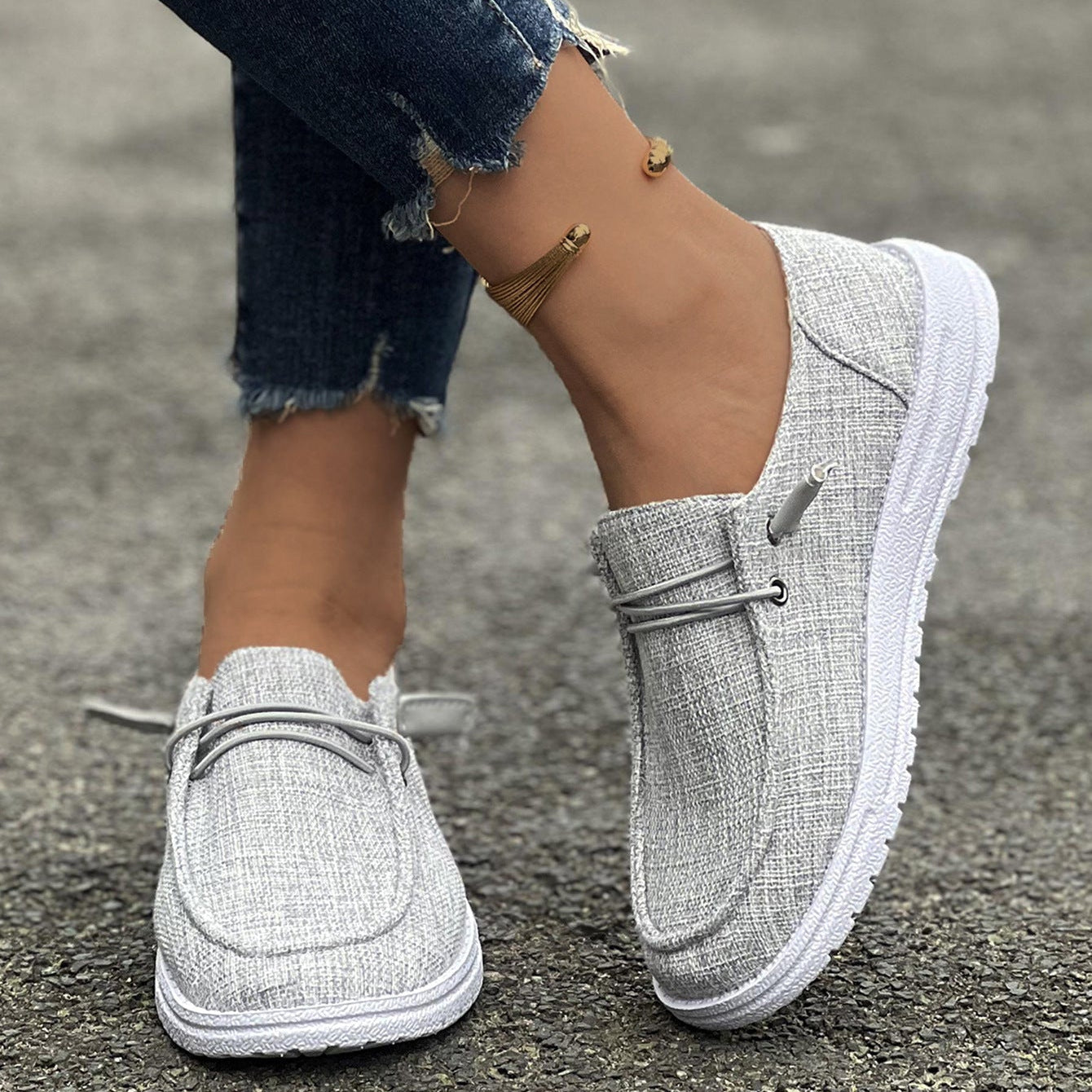 Women’s Casual Canvas Slip-On Loafers Platform Comfort Shoes