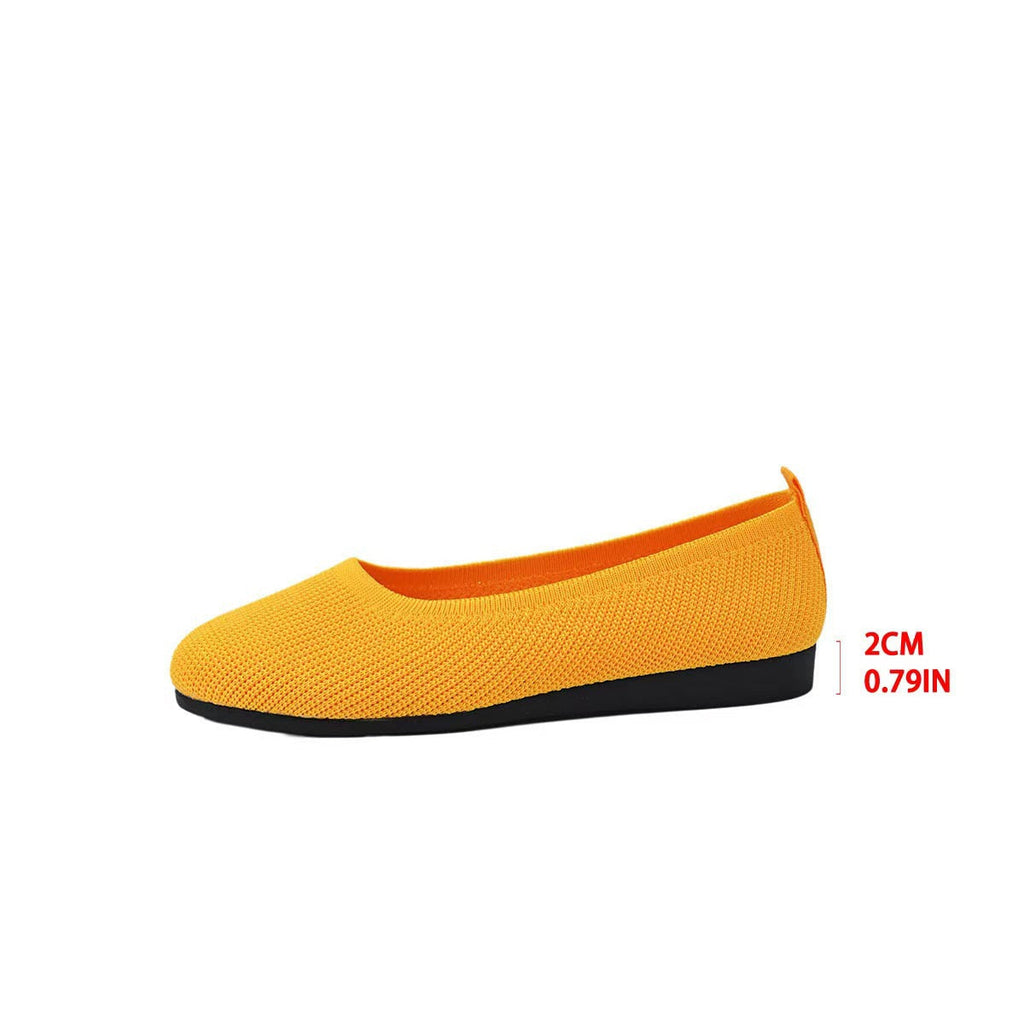 Women’s Knit Slip-On Flats Breathable Comfortable Ballet Flats Low Wedge Casual Shoes