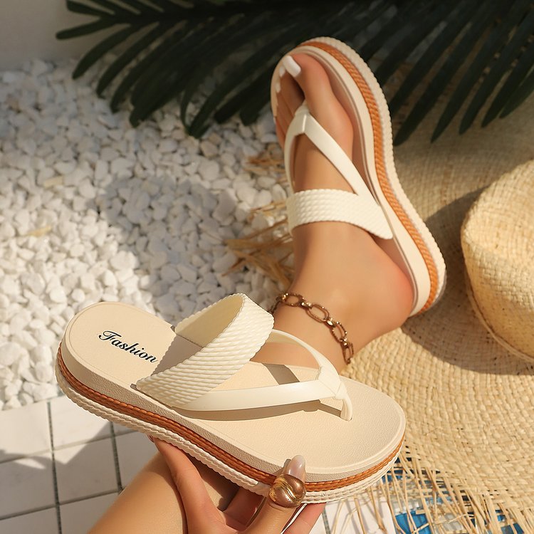 Women’s Platform Braided Flip Flops Comfortable Summer Sandals