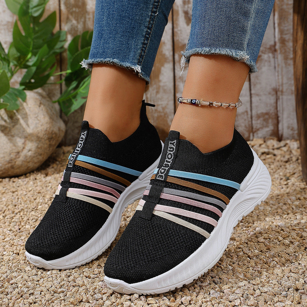 Women’s Breathable Knit Slip-On Sneakers Comfort Platform Casual Shoes