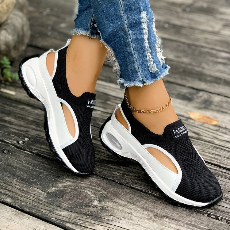 Women's Breathable Mesh Slip-On Sneakers Chunky Platform Casual Shoes