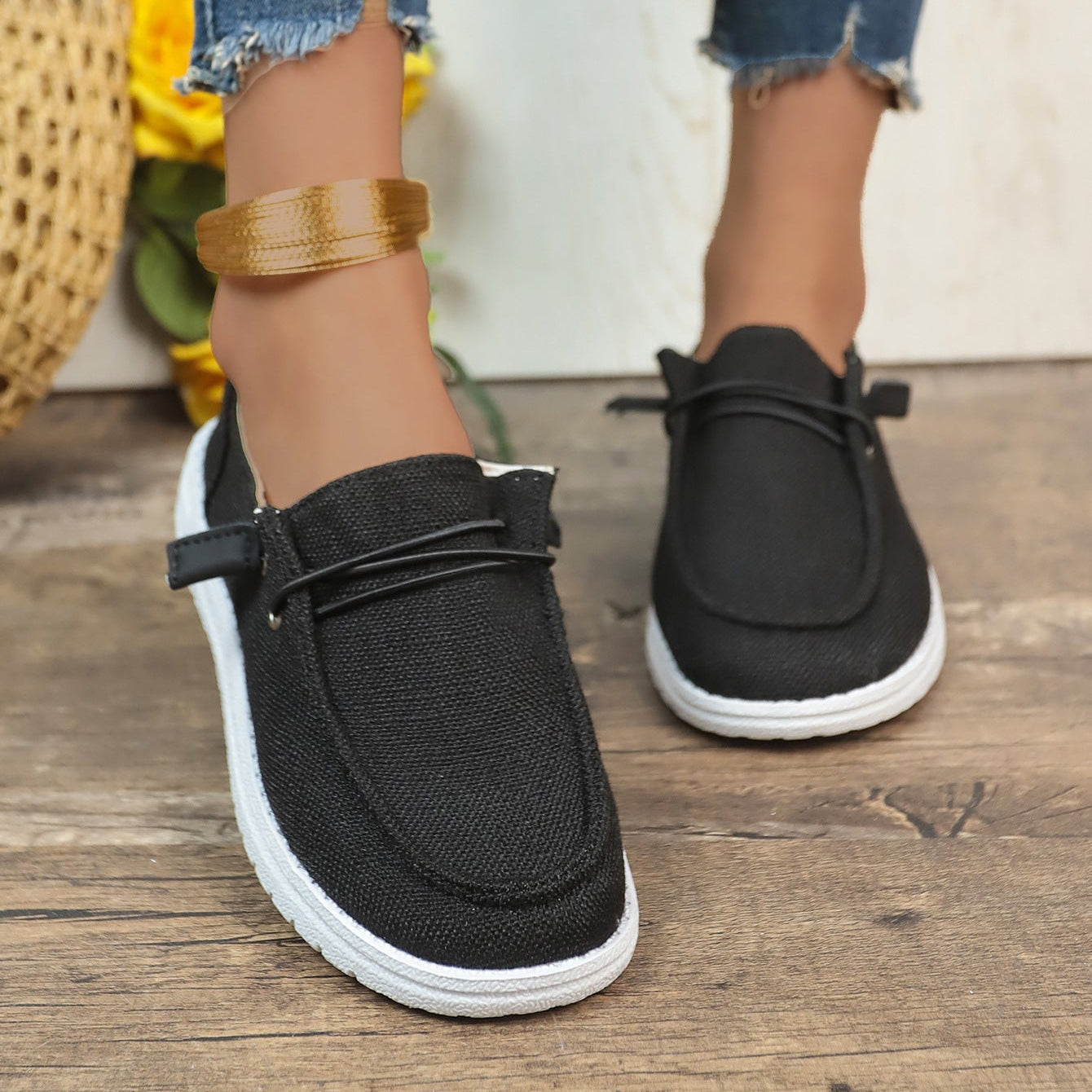 Women’s Casual Canvas Slip-On Loafers Platform Comfort Shoes