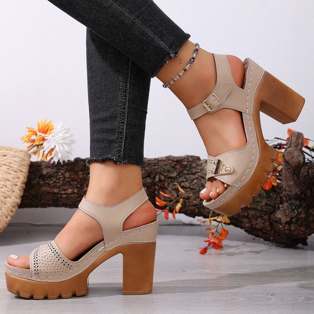 Women's Platform Chunky Heel Sandals – Peep Toe Ankle Strap Wedge Sandals