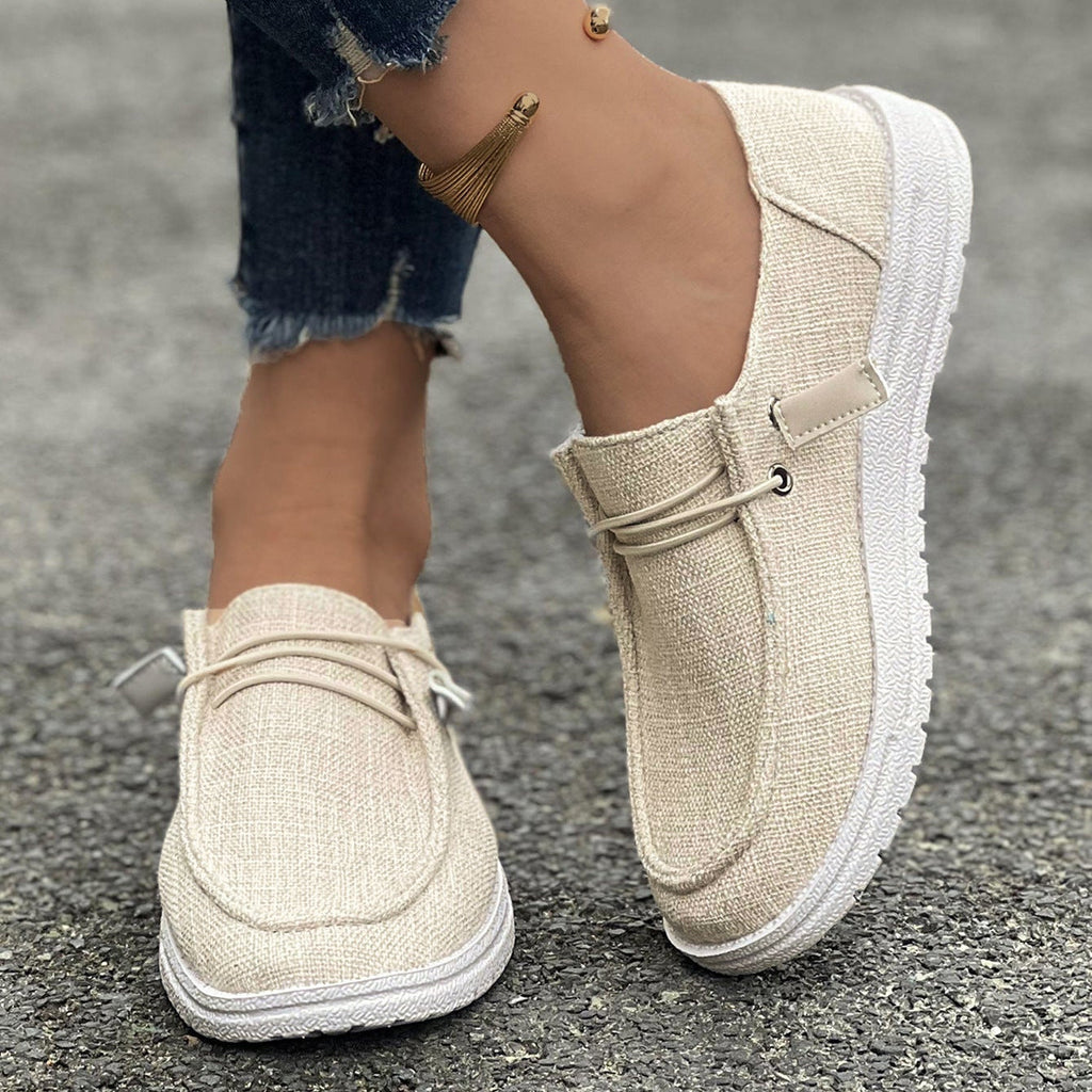Women’s Casual Canvas Slip-On Loafers Platform Comfort Shoes