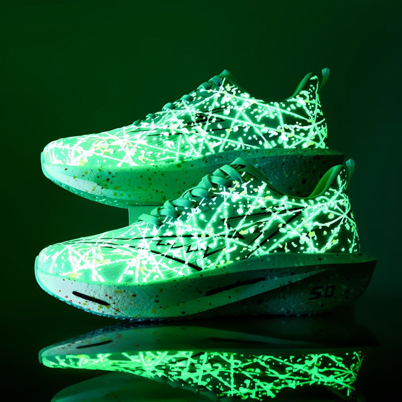 Women's Graffiti Lightning Chunky Platform Sneakers - Breathable Mesh Running Shoes