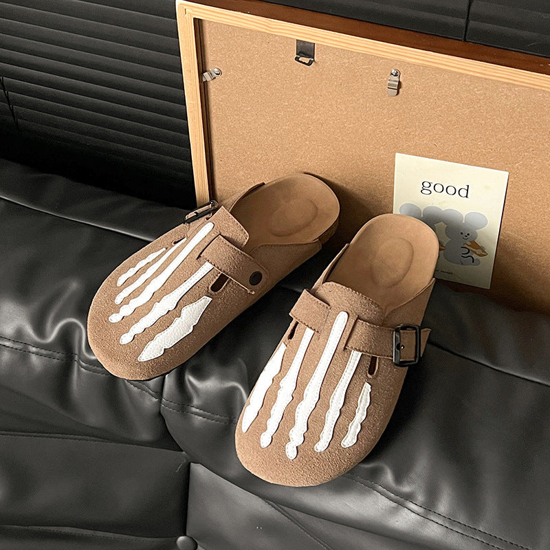 Women's Skeleton Bone Clogs Platform Buckle Mules - Comfy Casual Slip-On Shoes