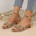 Sparkly Glitter Ankle Strap Sandals – Low Block Heel