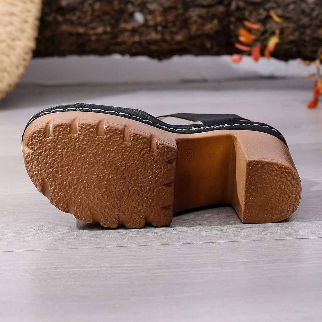 Women's Platform Chunky Heel Sandals – Peep Toe Ankle Strap Wedge Sandals
