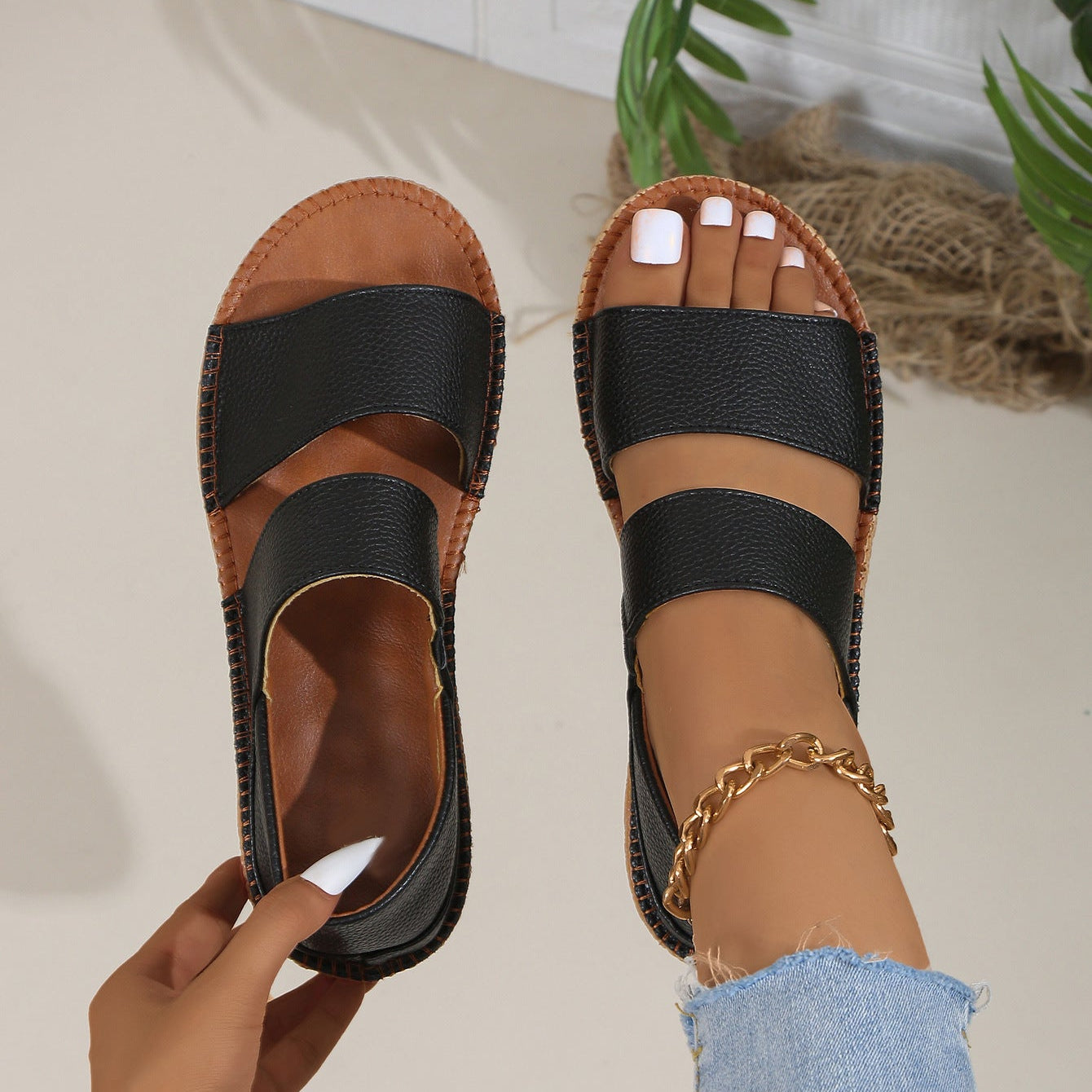 Women's Double Strap Platform Espadrille Sandals Comfortable Summer Shoes