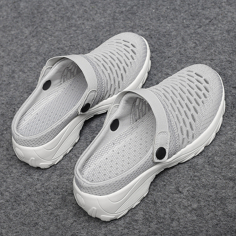 Breathable Mesh Slip-On Clogs Women Lightweight Walking Shoes with Adjustable Strap