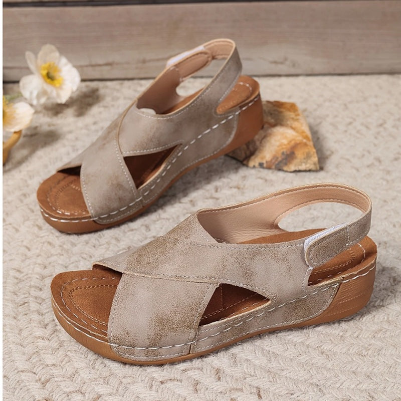 Women Cross Strap Wedge Sandals Platform Comfort Casual Summer Shoes