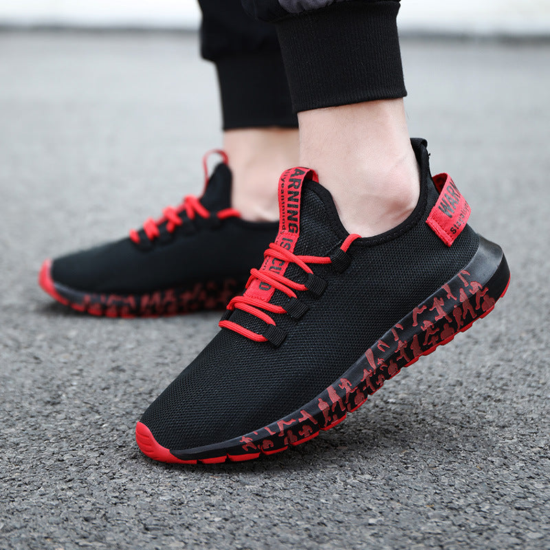 Couple Matching Breathable Mesh Sneakers - Warning Camo Pattern Sport Casual Shoes