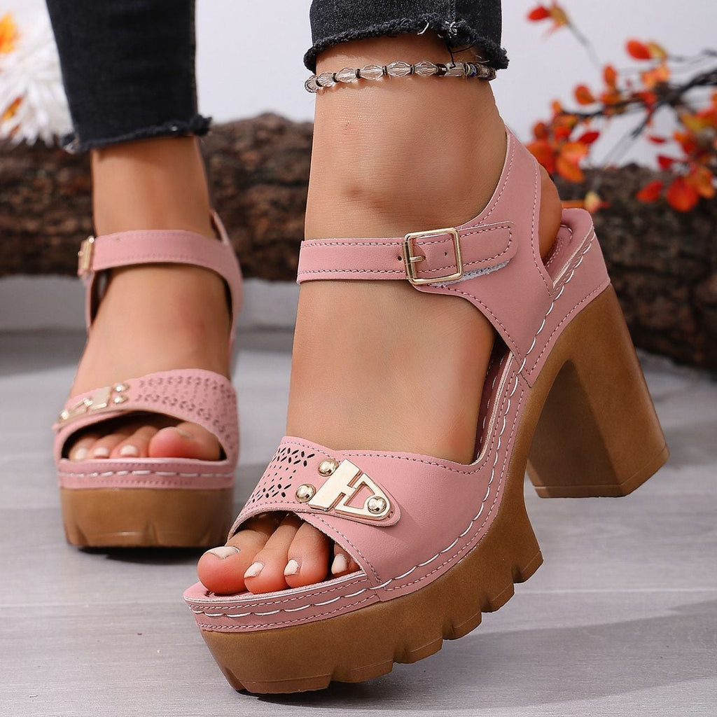 Women's Platform Chunky Heel Sandals – Peep Toe Ankle Strap Wedge Sandals