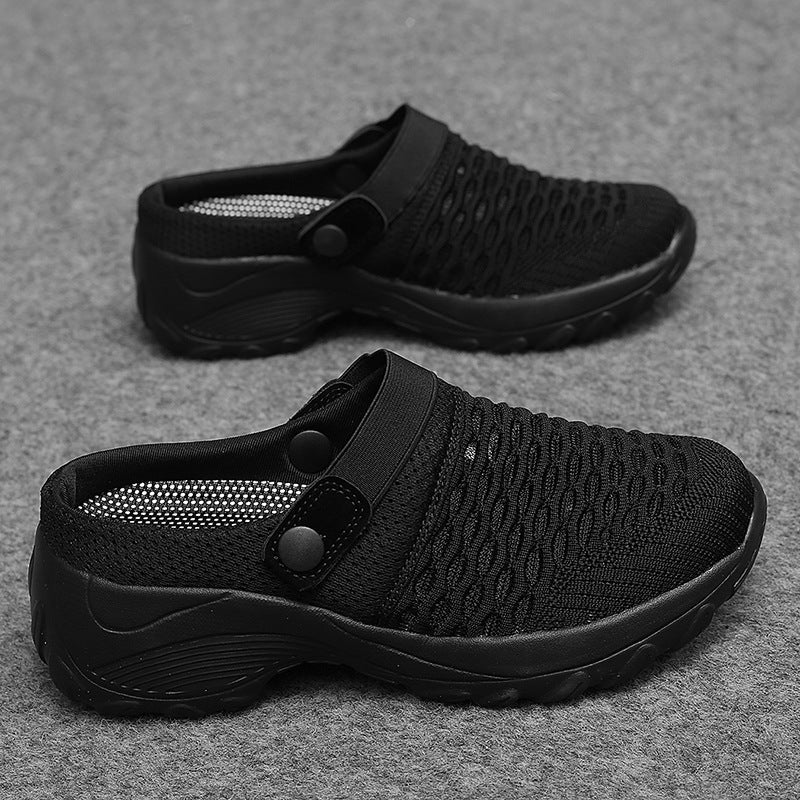 Breathable Mesh Slip-On Clogs Women Lightweight Walking Shoes with Adjustable Strap