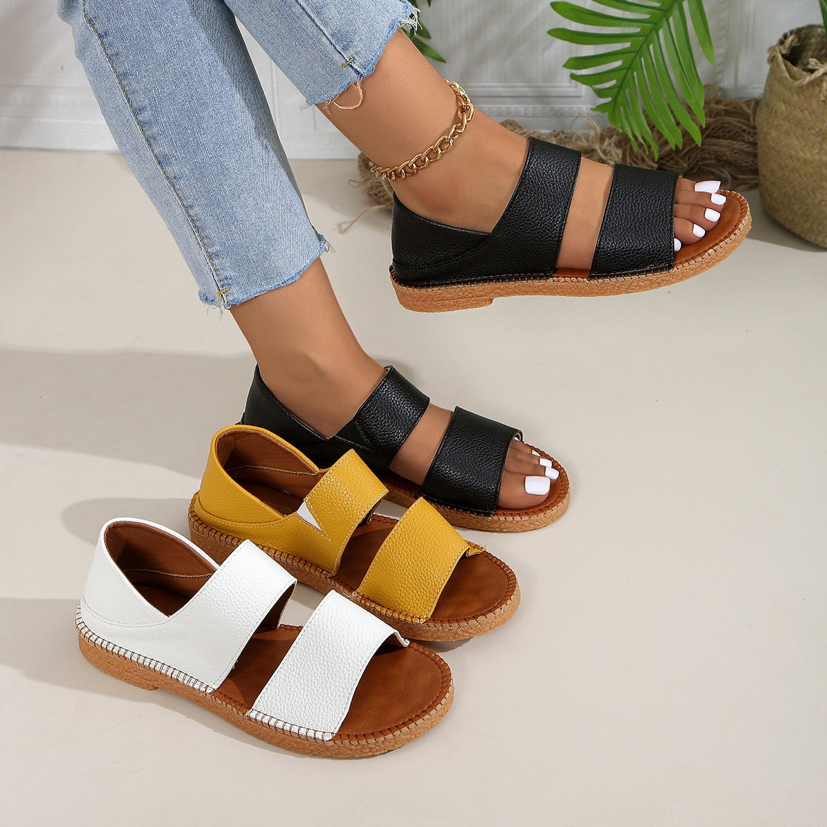 Women's Double Strap Platform Espadrille Sandals Comfortable Summer Shoes
