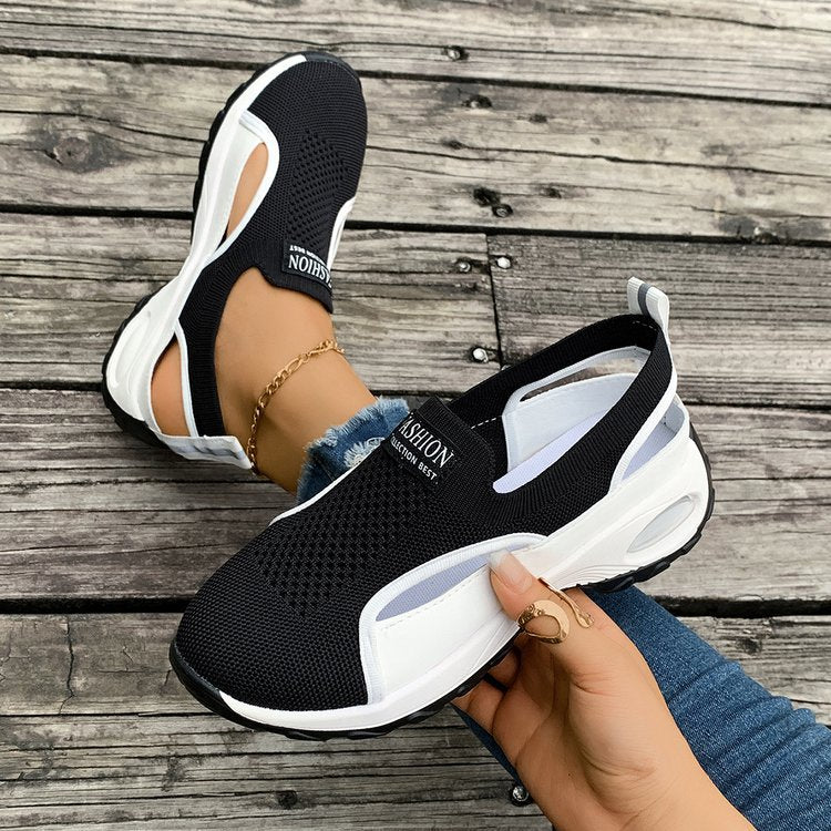Women's Breathable Mesh Slip-On Sneakers Chunky Platform Casual Shoes