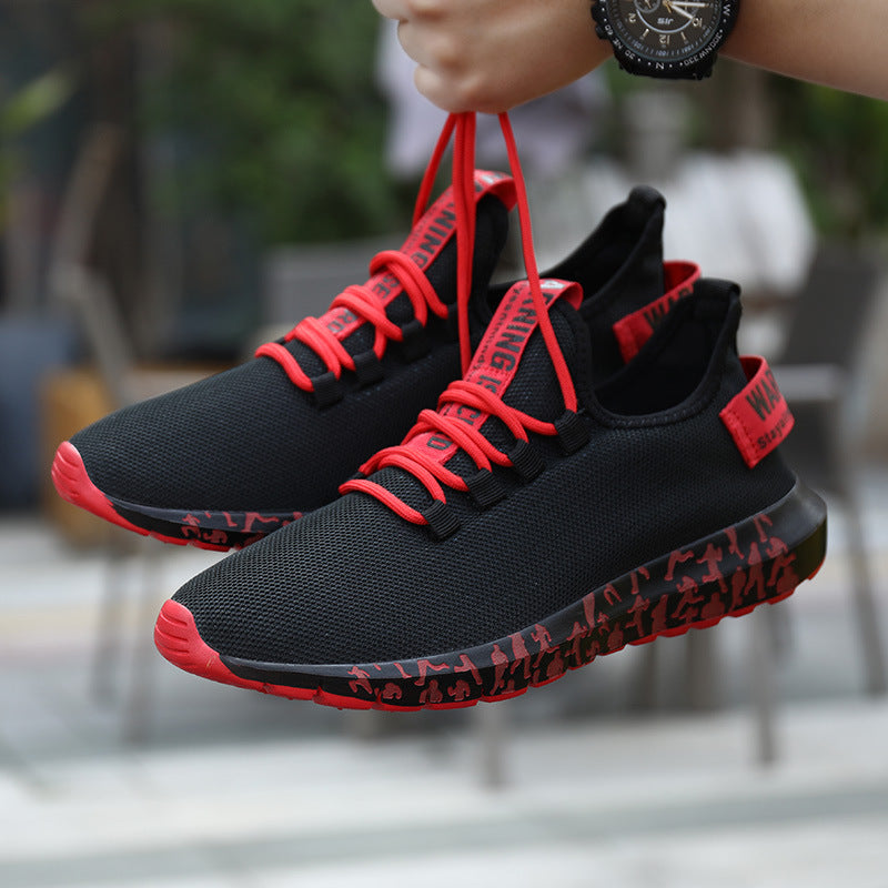 Couple Matching Breathable Mesh Sneakers - Warning Camo Pattern Sport Casual Shoes