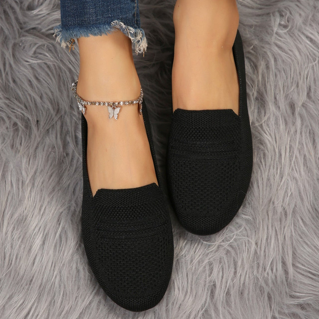 Women's Breathable Mesh Knit Slip-On Loafers – Comfortable Casual Flat Shoes