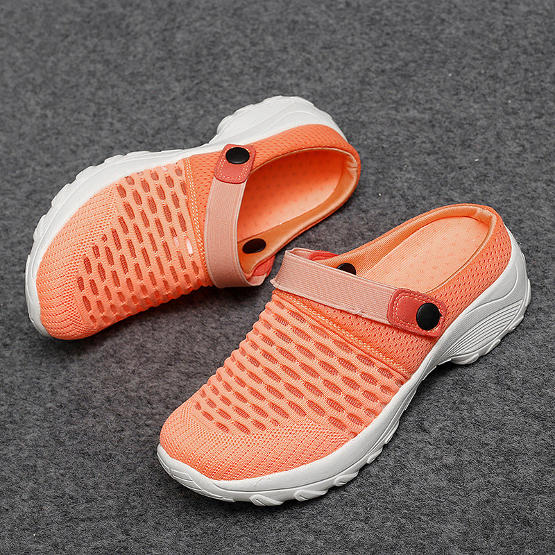 Breathable Mesh Slip-On Clogs Women Lightweight Walking Shoes with Adjustable Strap