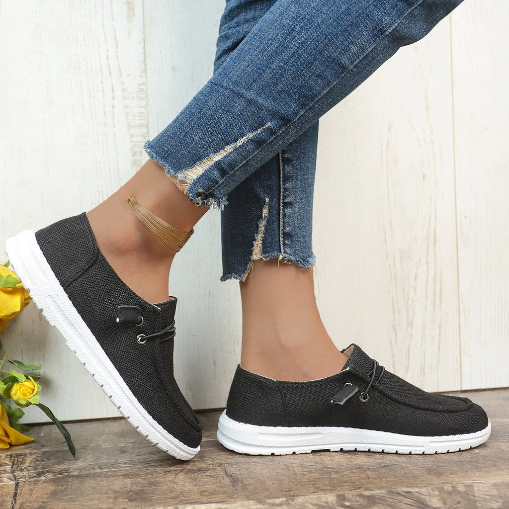 Women’s Casual Canvas Slip-On Loafers Platform Comfort Shoes