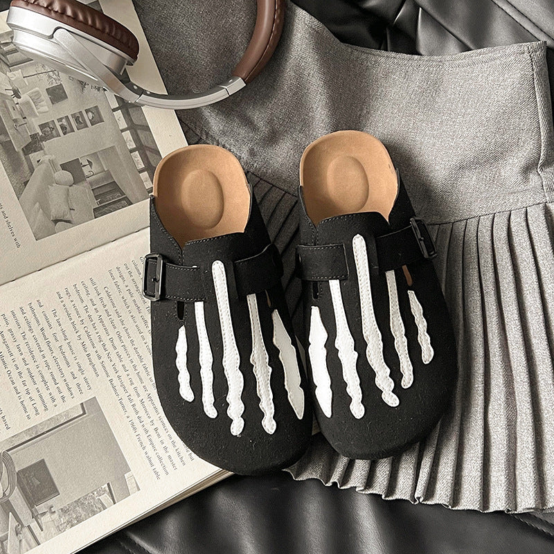 Women's Skeleton Bone Clogs Platform Buckle Mules - Comfy Casual Slip-On Shoes