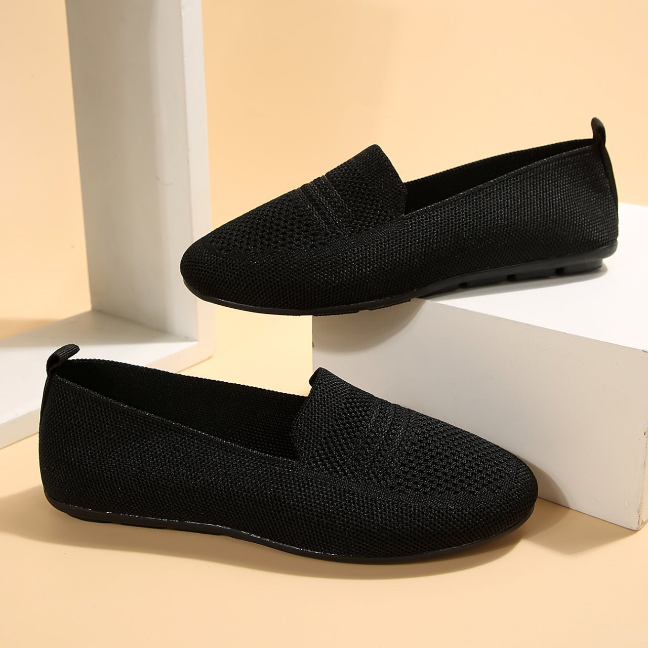 Women's Breathable Mesh Knit Slip-On Loafers – Comfortable Casual Flat Shoes
