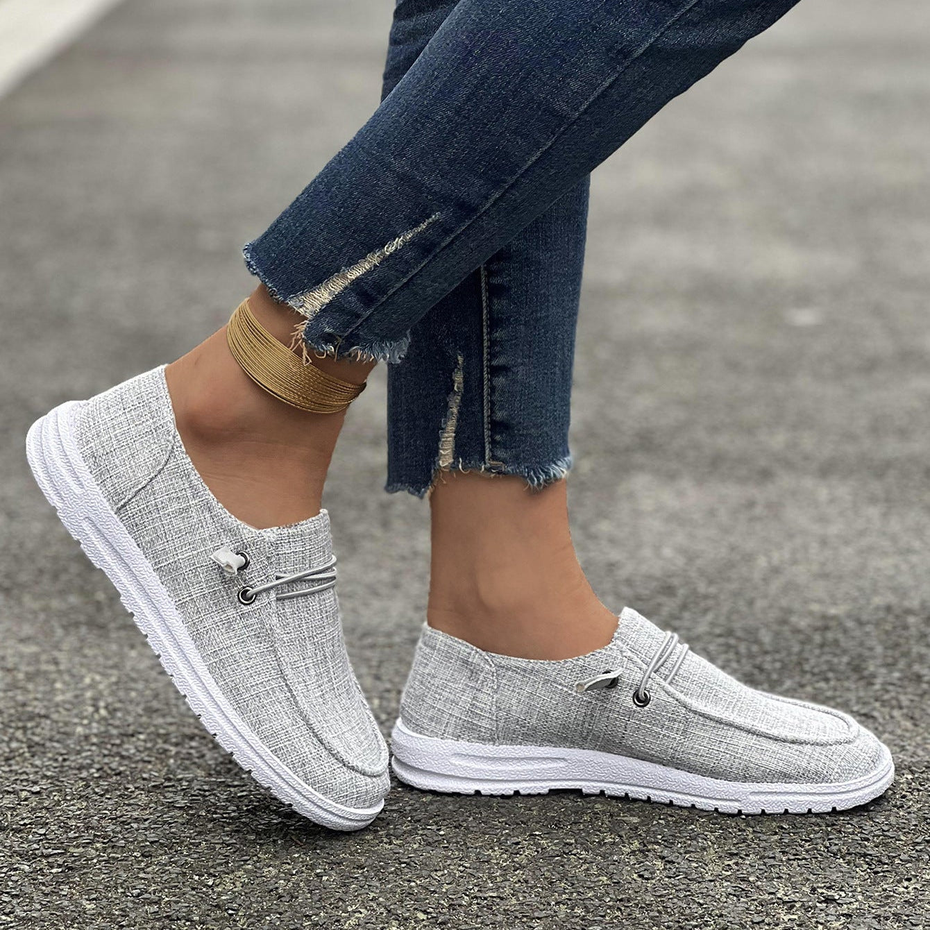 Women’s Casual Canvas Slip-On Loafers Platform Comfort Shoes