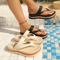 Women’s Platform Braided Flip Flops Comfortable Summer Sandals