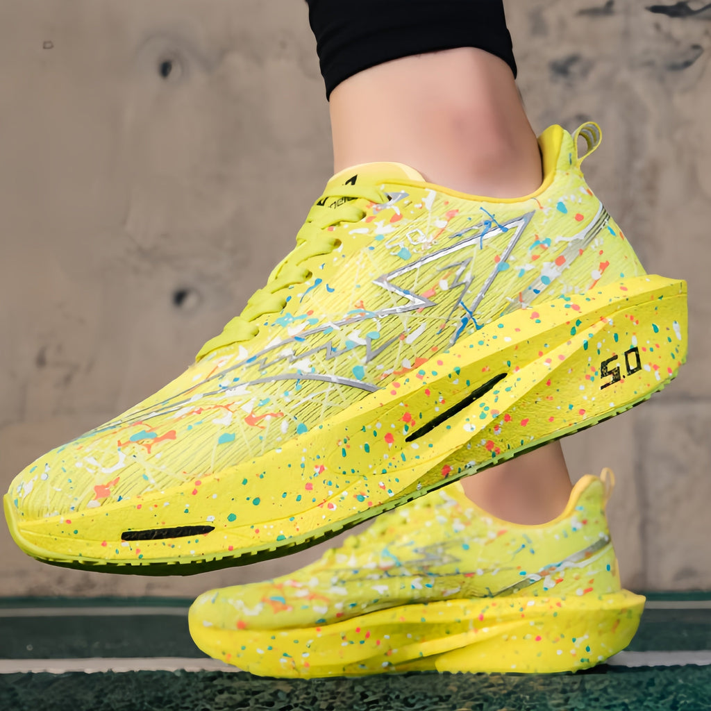 Women's Graffiti Lightning Chunky Platform Sneakers - Breathable Mesh Running Shoes
