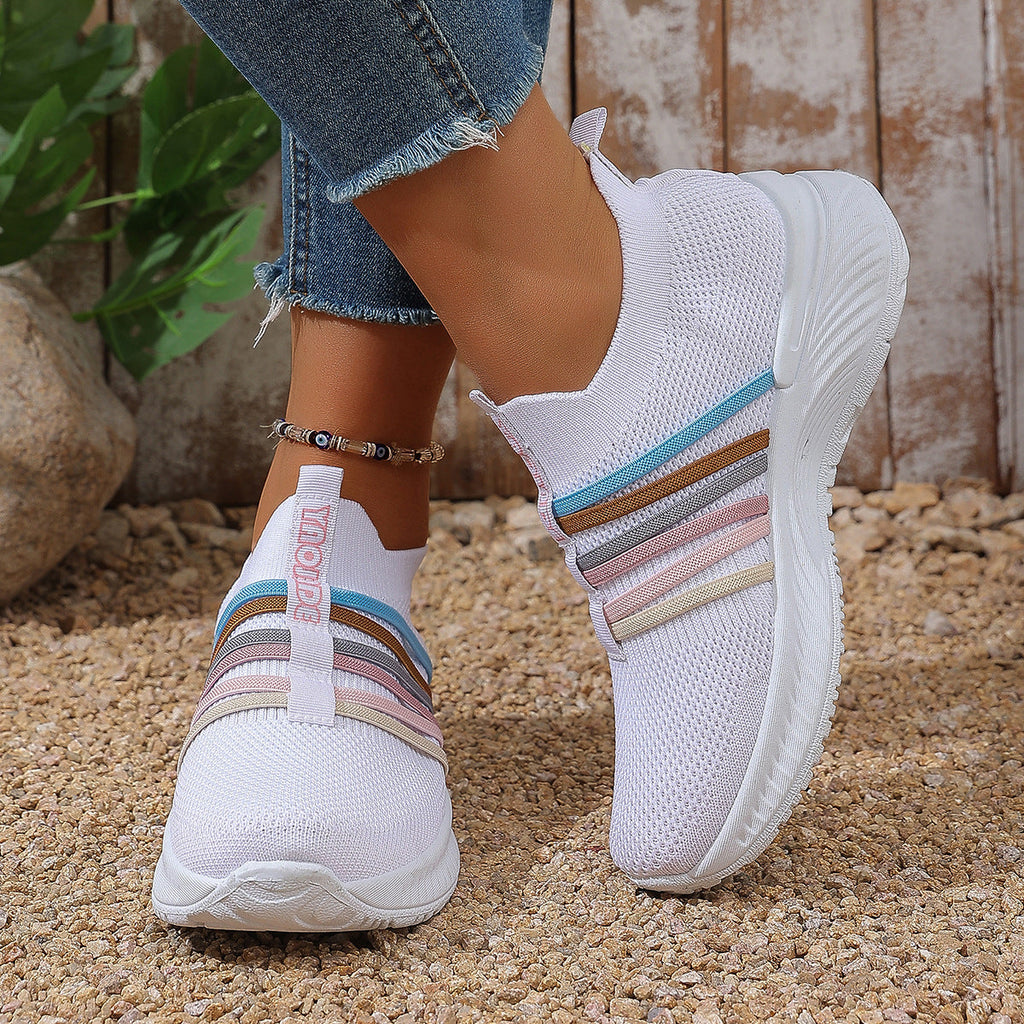 Women’s Breathable Knit Slip-On Sneakers Comfort Platform Casual Shoes