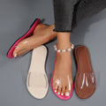 Women's Clear Strap Flat Slide Sandals - PVC Transparent Summer Slippers