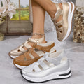 Women Platform Velcro Sandals Chunky Sole Cutout Comfort Casual Shoes