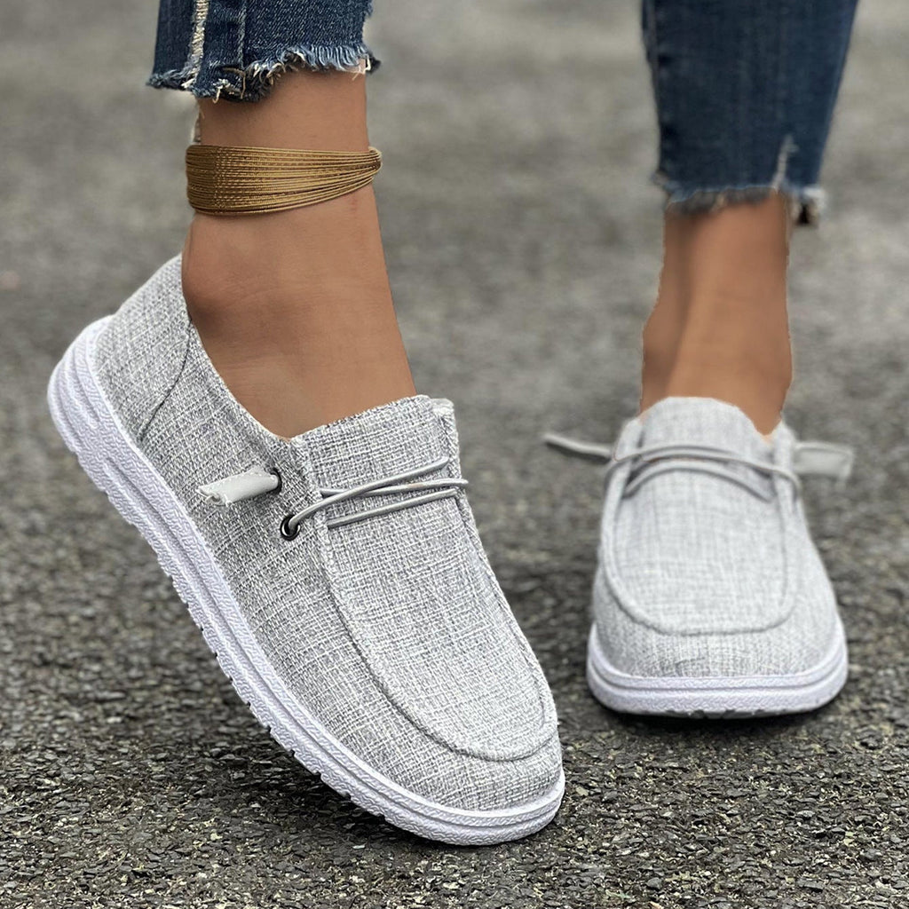 Women’s Casual Canvas Slip-On Loafers Platform Comfort Shoes