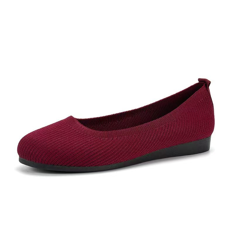 Women’s Knit Slip-On Flats Breathable Comfortable Ballet Flats Low Wedge Casual Shoes