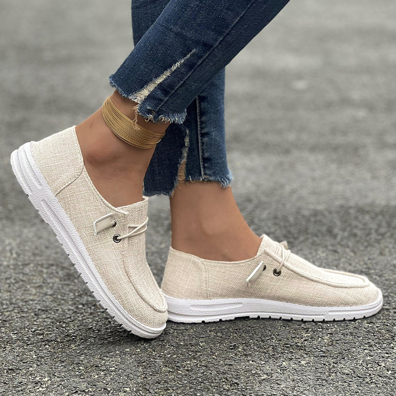 Women’s Casual Canvas Slip-On Loafers Platform Comfort Shoes