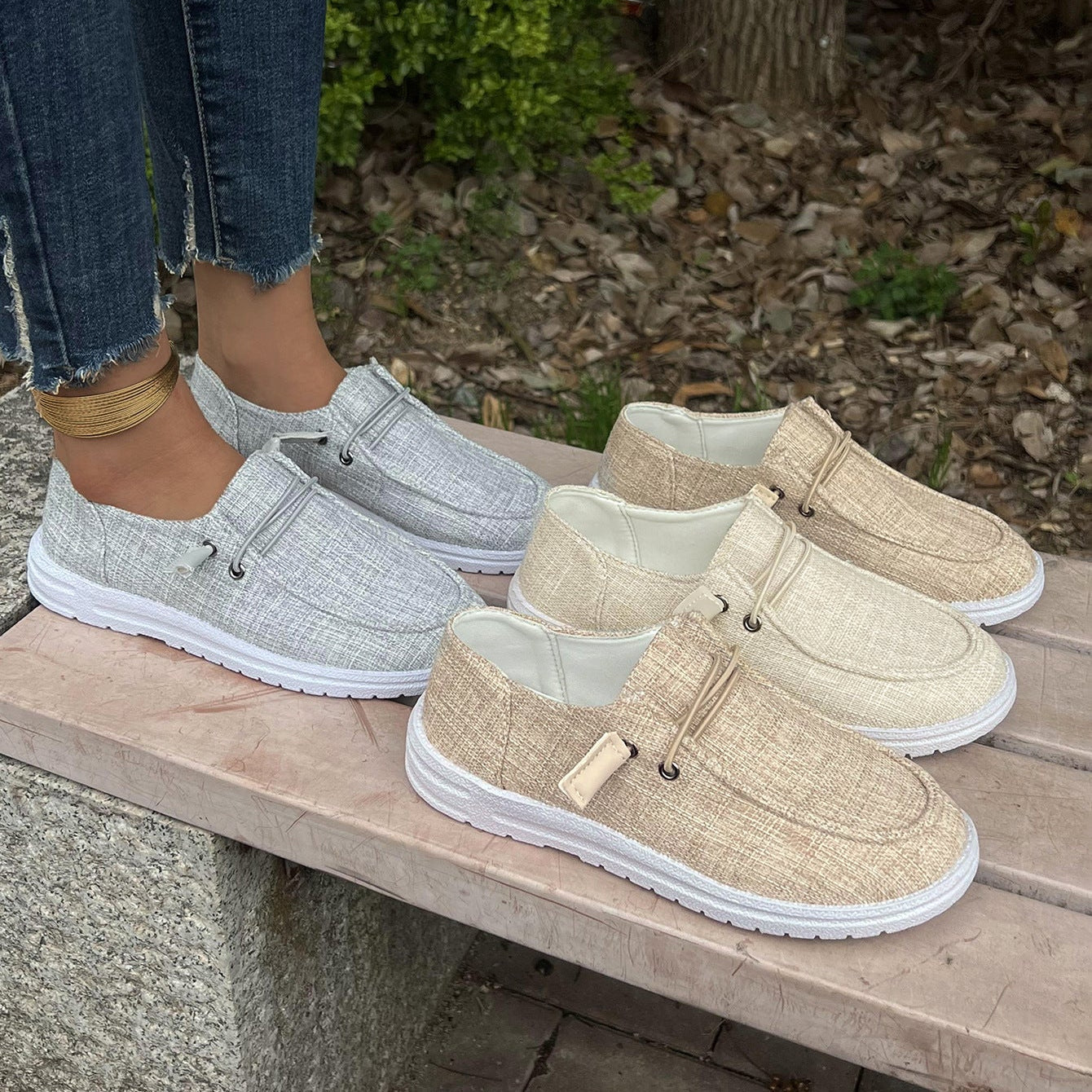 Women’s Casual Canvas Slip-On Loafers Platform Comfort Shoes