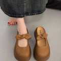 Women's Bow Platform Mary Jane Mules – Chunky Suede Slip-On Loafers