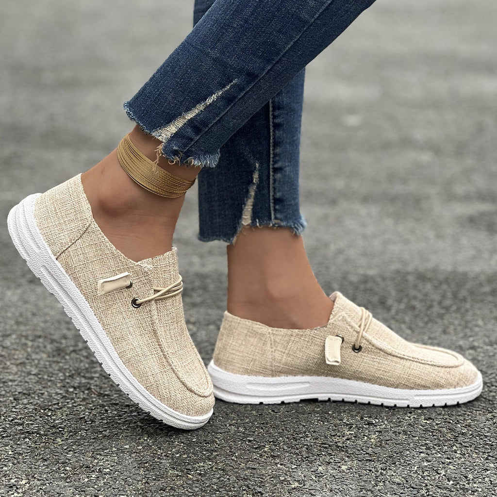 Women’s Casual Canvas Slip-On Loafers Platform Comfort Shoes