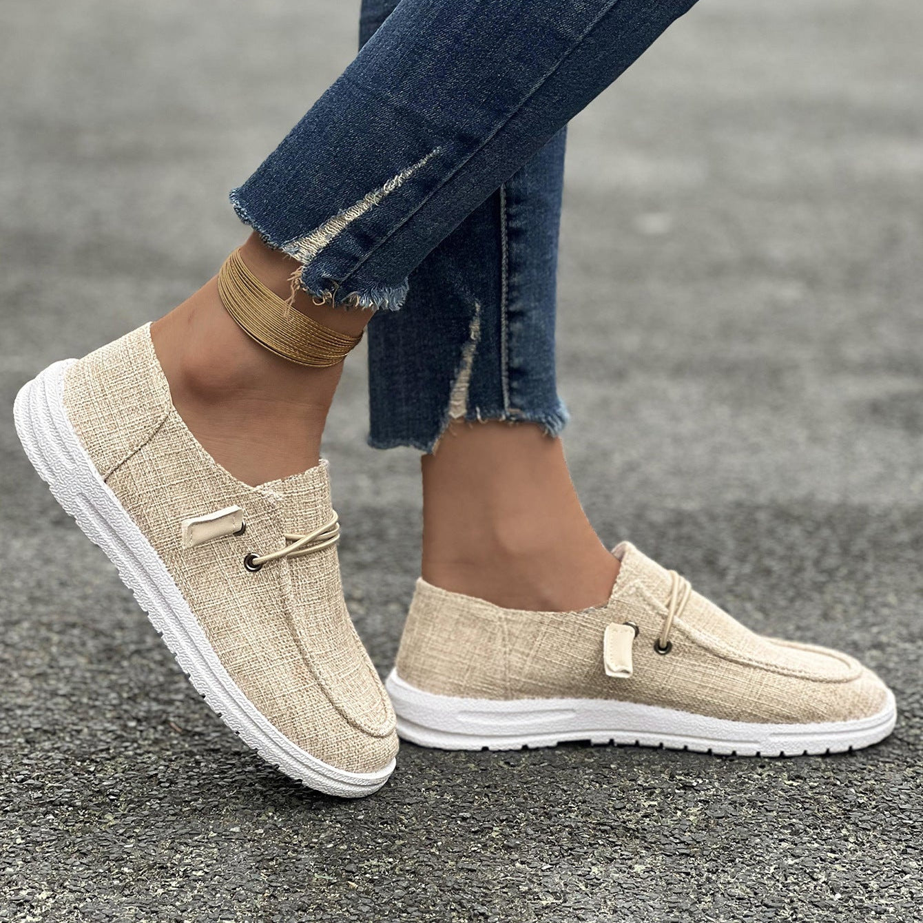 Women’s Casual Canvas Slip-On Loafers Platform Comfort Shoes
