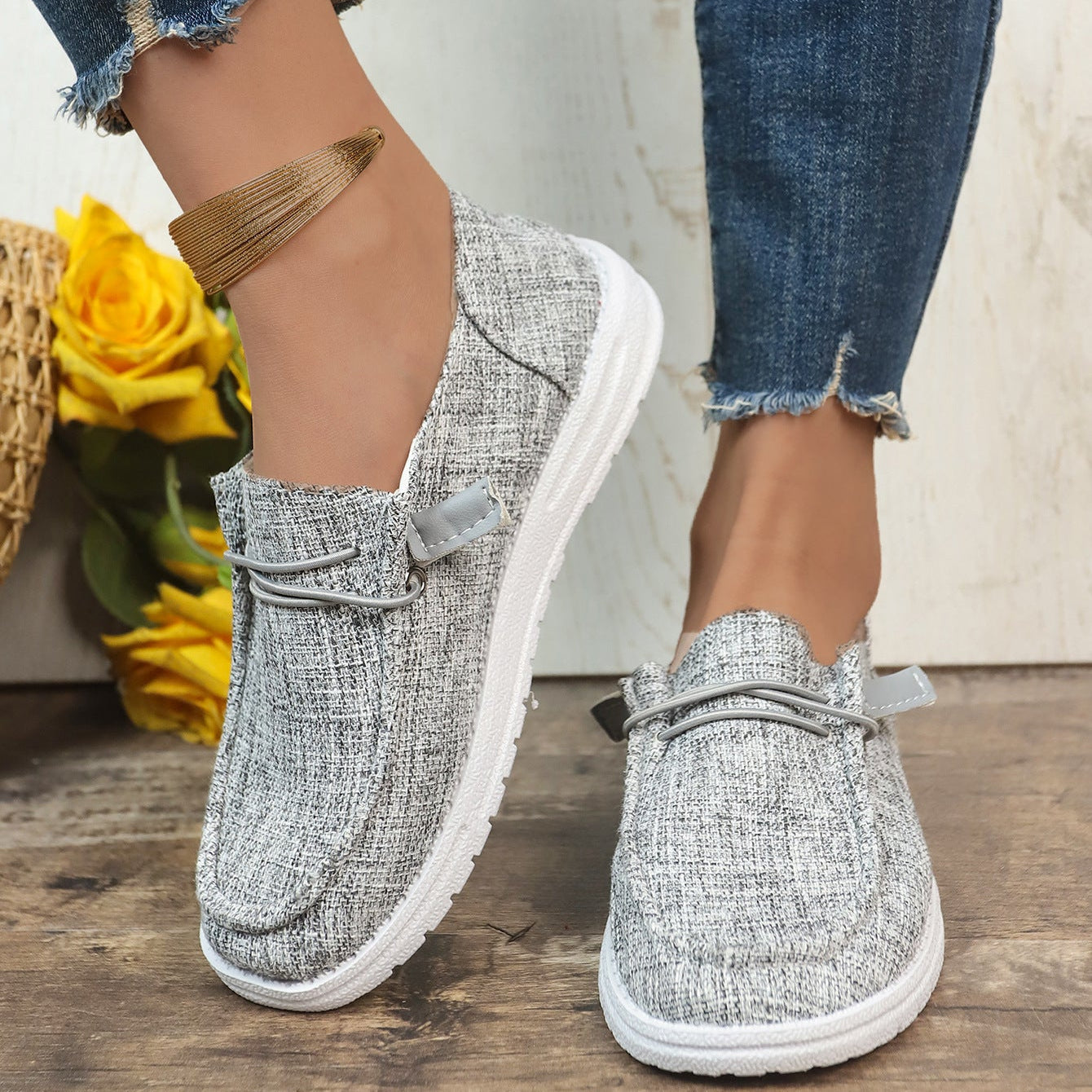 Women’s Casual Canvas Slip-On Loafers Platform Comfort Shoes