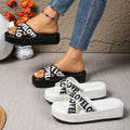 Women's LOVE Cross-Strap Platform Slide Sandals – Lightweight Casual Comfort Slippers