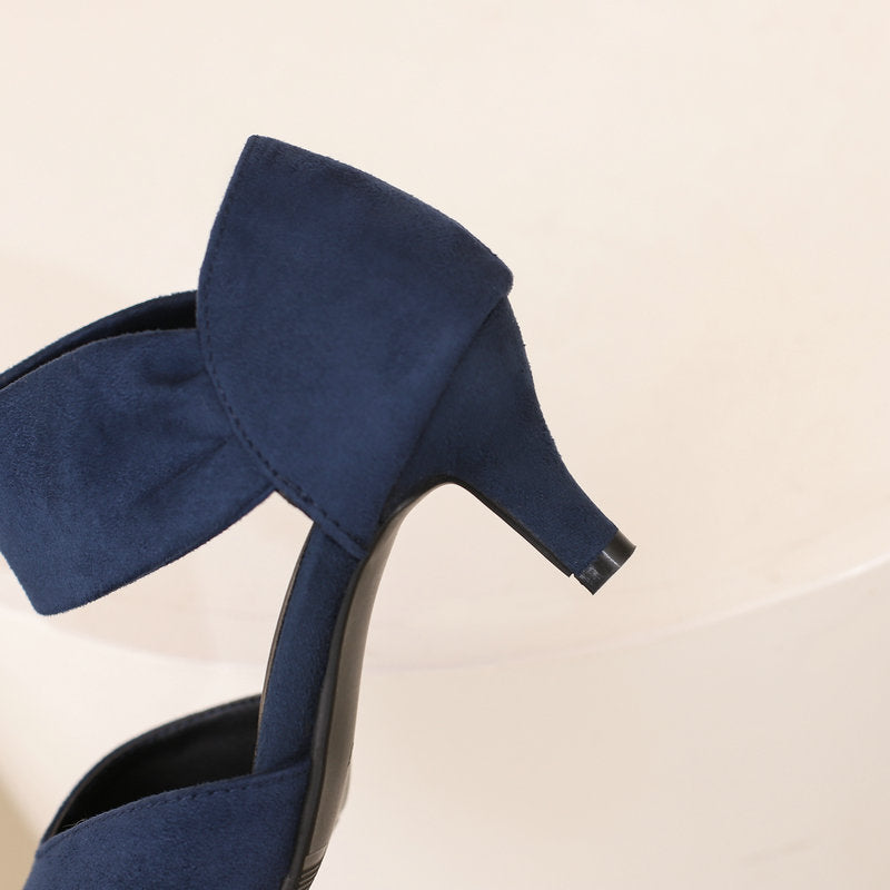 Women Pointed Toe Kitten Heel Ankle Strap Pumps - Suede Low Heel Dress Shoes